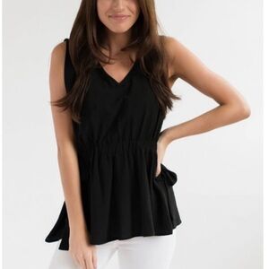 Nursing Queen Black Tie Waist Sleeveless Nursing Blouse